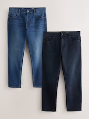 Ink & Mid Blue - Düz Fit - Əsas Stretch cins 2 Paketi - 6şəkildən 1 şəkil