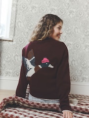 Burgundy Red Duck Cardigan - Image 1 of 4