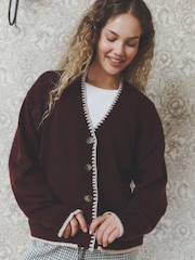 Burgundy Red Duck Cardigan - Image 3 of 4