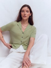 Boden Green Agnes Collar Linen Cardigan - Image 2 of 6