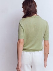 Boden Green Agnes Collar Linen Cardigan - Image 3 of 6