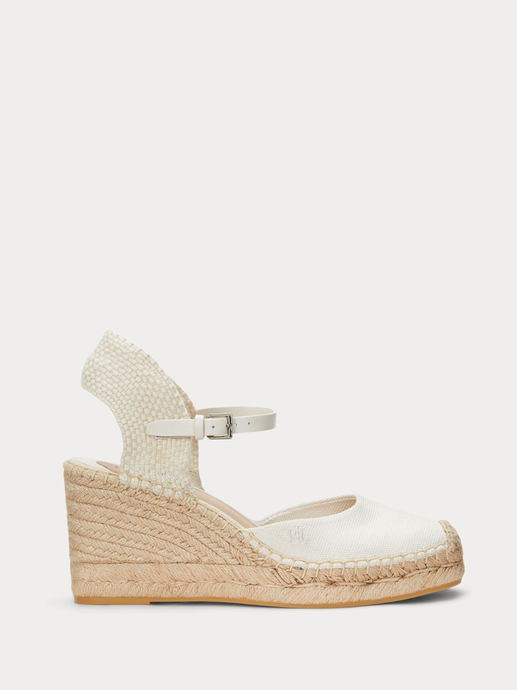 Lauren Ralph Lauren White Contrast Wedge Espadrille Sandals - Image 1 of 4
