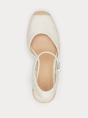 Lauren Ralph Lauren White Contrast Wedge Espadrille Sandals - Image 4 of 4