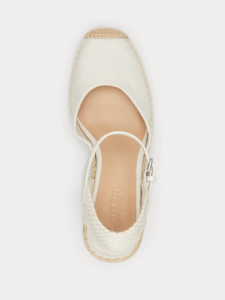 Lauren Ralph Lauren White Contrast Wedge Espadrille Sandals - Image 4 of 4