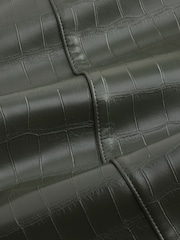 Khaki Green Croc Texture Faux Leather Wide Leg Trousers - Image 7 of 7