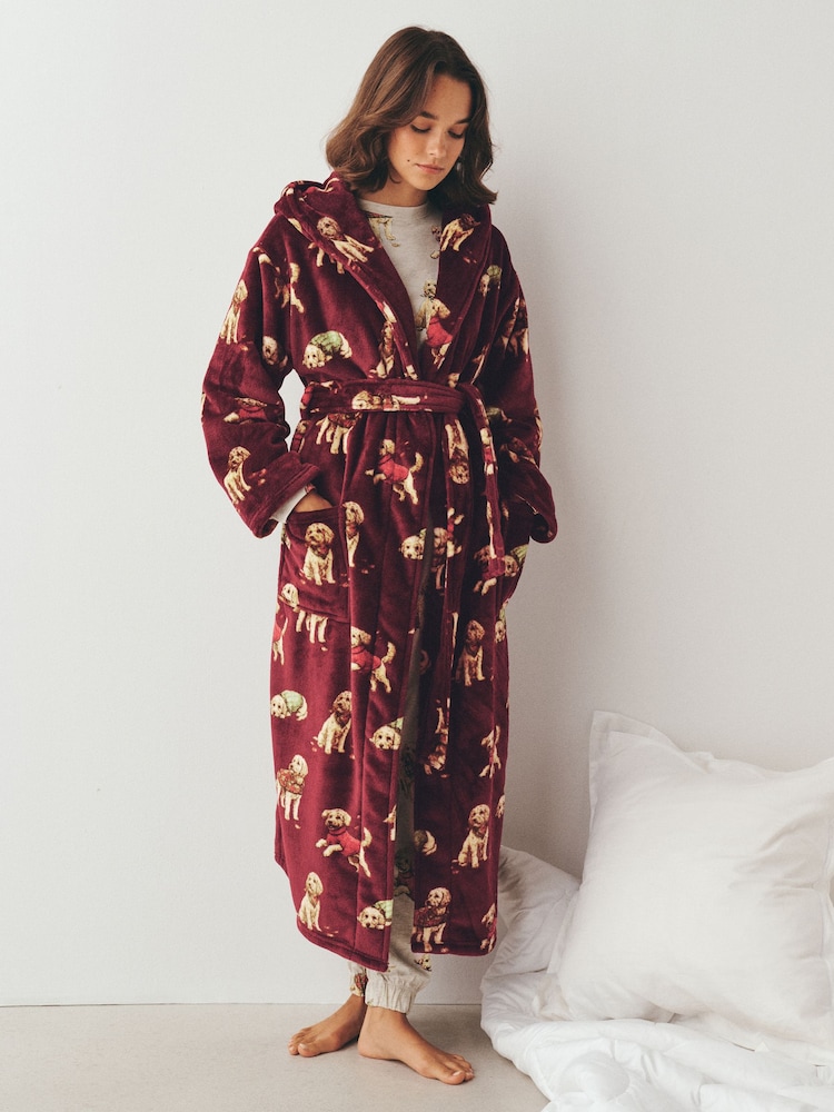 Burgundy Red Charlie The Cockapoo Cosy Dressing Gown - Image 1 of 7
