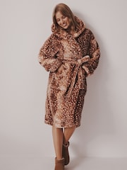 Rust Brown Deer Print Snow Dressing Gown - Image 1 of 6