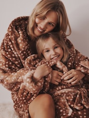 Rust Brown Deer Print Snow Dressing Gown - Image 3 of 6