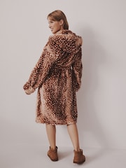 Rust Brown Deer Print Snow Dressing Gown - Image 4 of 6