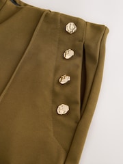 Olive Green Ponte Wide Leg Trousers With Button Detailing - Image 8 of 8