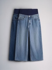 The Set 2 Pack Wide Leg Overbump Maternity Jeggings Blue/Dark Blue - Image 1 of 6