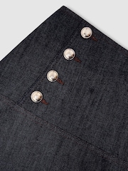 Reiss Dark Blue Skylar Petite Button-Detail Denim Midi Skirt - Image 6 of 7