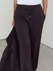 Reiss Grape Burgundy Jemma Premium Interlock Wide-Leg Joggers - Image 6 of 7