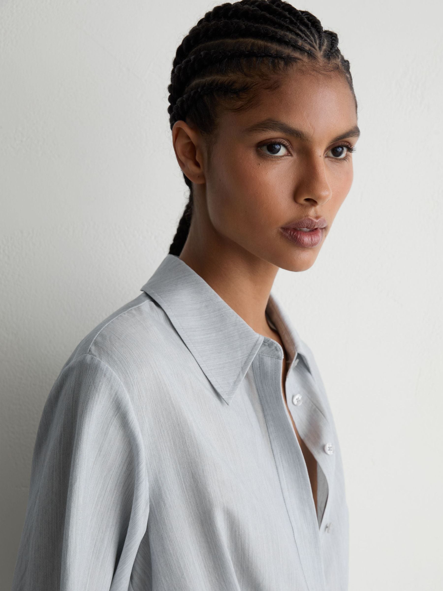Buy Reiss Blue Gianna Modal-Blend Tie-Waist Shirt Dress from Next USA