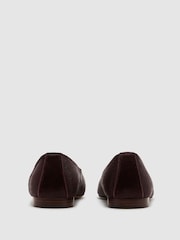 Reiss Burgundy Adrianna Pony Hair-Effect Leather Lace-Up Ballet Flats - Image 5 of 6