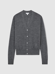 Reiss Charcoal Grey Simi Merino Wool V-Neck Cardigan - Image 2 of 6