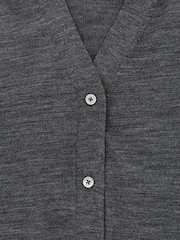 Reiss Charcoal Grey Simi Merino Wool V-Neck Cardigan - Image 6 of 6