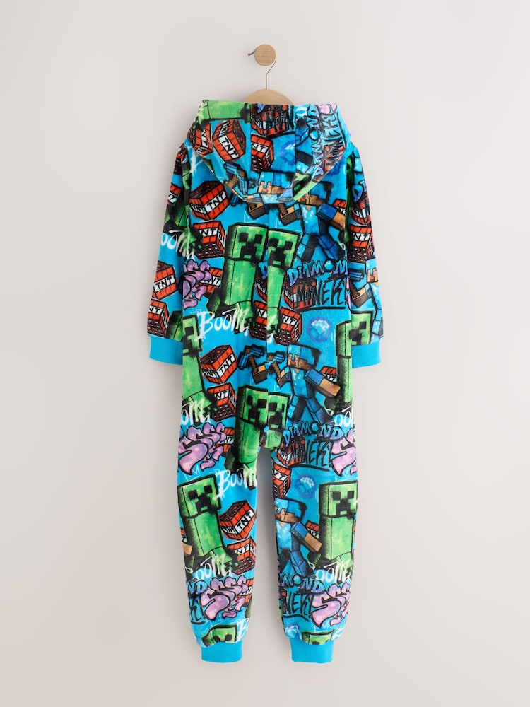 Blue Minecraft Fleece All-In-One (4-16yrs) - Image 2 of 4 Blue Minecraft Fleece All-In-One (4-16yrs) - Image 2 of 4