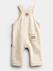 JoJo Maman Bébé Oat Marl Highland Cow Appliqué Dungaree Set - Image 5 of 6