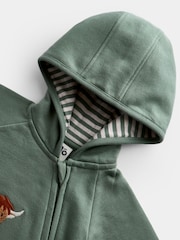 JoJo Maman Bébé Green Highland Cow Jersey Romper - Image 3 of 4