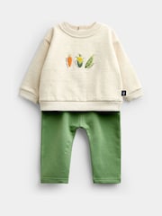 Jojo Maman Bébé Green Vegetable Appliqué Sweatshirt & Jogger Set - Image 1 of 7