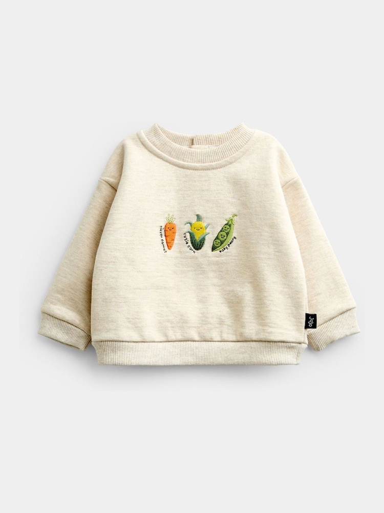 Jojo Maman Bébé Green Vegetable Appliqué Sweatshirt & Jogger Set - Image 2 of 7 Jojo Maman Bébé Green Vegetable Appliqué Sweatshirt & Jogger Set - Image 2 of 7