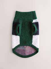 Verde/Multicolor - Christmas Snowflake Check Knitted Pet Jumper with Wool - Imagen 2 de 5