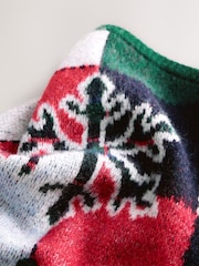 Verde/Multicolor - Christmas Snowflake Check Knitted Pet Jumper with Wool - Imagen 3 de 5