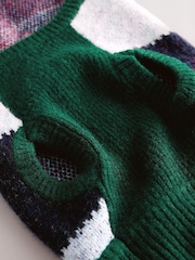 Verde/Multicolor - Christmas Snowflake Check Knitted Pet Jumper with Wool - Imagen 4 de 5
