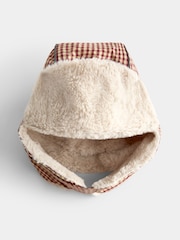 JoJo Maman Bébé Brown Gingham Cosy Trapper Hat - Image 1 of 3