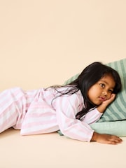 JoJo Maman Bébé Pink Stripe Woven Pyjamas - Image 2 of 2