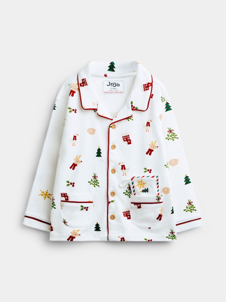 JoJo Maman Bébé White Christmas Letter to Santa Pyjamas - Image 2 of 8 JoJo Maman Bébé White Christmas Letter to Santa Pyjamas - Image 2 of 8