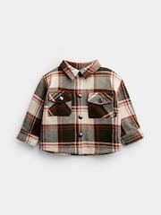 JoJo Maman Bébé Khaki Green Check Brushed Shirt & T-Shirt - Image 4 of 7