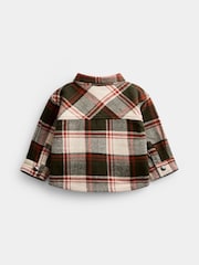 JoJo Maman Bébé Khaki Green Check Brushed Shirt & T-Shirt - Image 5 of 7