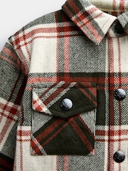 JoJo Maman Bébé Khaki Green Check Brushed Shirt & T-Shirt - Image 6 of 7