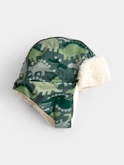 JoJo Maman Bébé Green Dinosaur Cosy Trapper Hat - Image 3 of 5