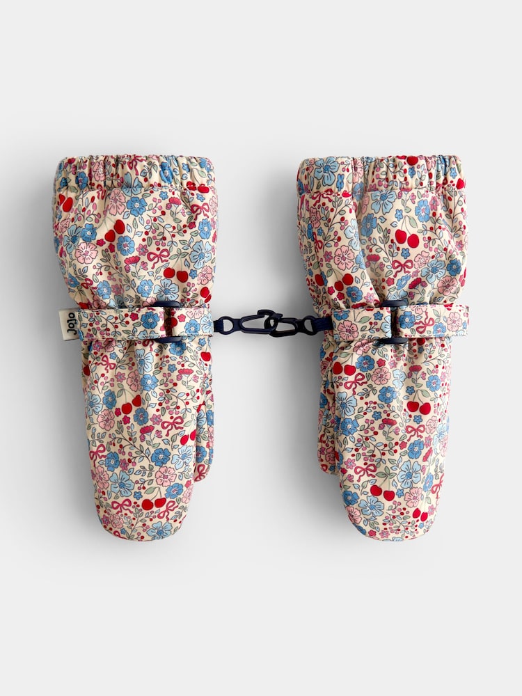 JoJo Maman Bébé Stone Ditsy Fleece Lined Mittens - Image 1 of 4 JoJo Maman Bébé Stone Ditsy Fleece Lined Mittens - Image 1 of 4