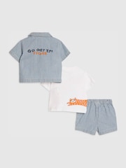 River Island Blue Tiger Stripe Shirt & Shorts Set 3 Piece - Image 2 of 5