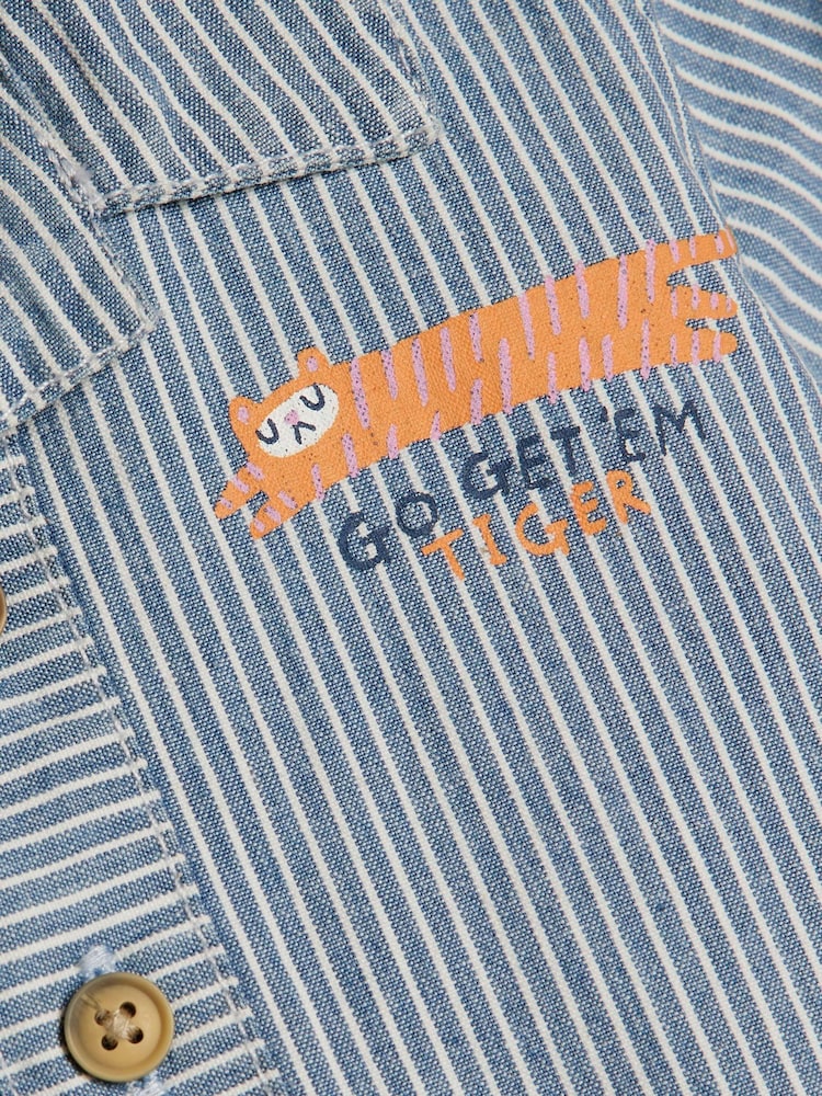 River Island Blue Tiger Stripe Shirt & Shorts Set 3 Piece - Image 5 of 5 River Island Blue Tiger Stripe Shirt & Shorts Set 3 Piece - Image 5 of 5