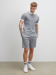 River Island Grey Slim Fit Pinstripe Polo Shirt - Image 1 of 2