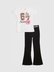 River Island Frill T-Shirt And Kickflare Set - Imagen 1 de 5