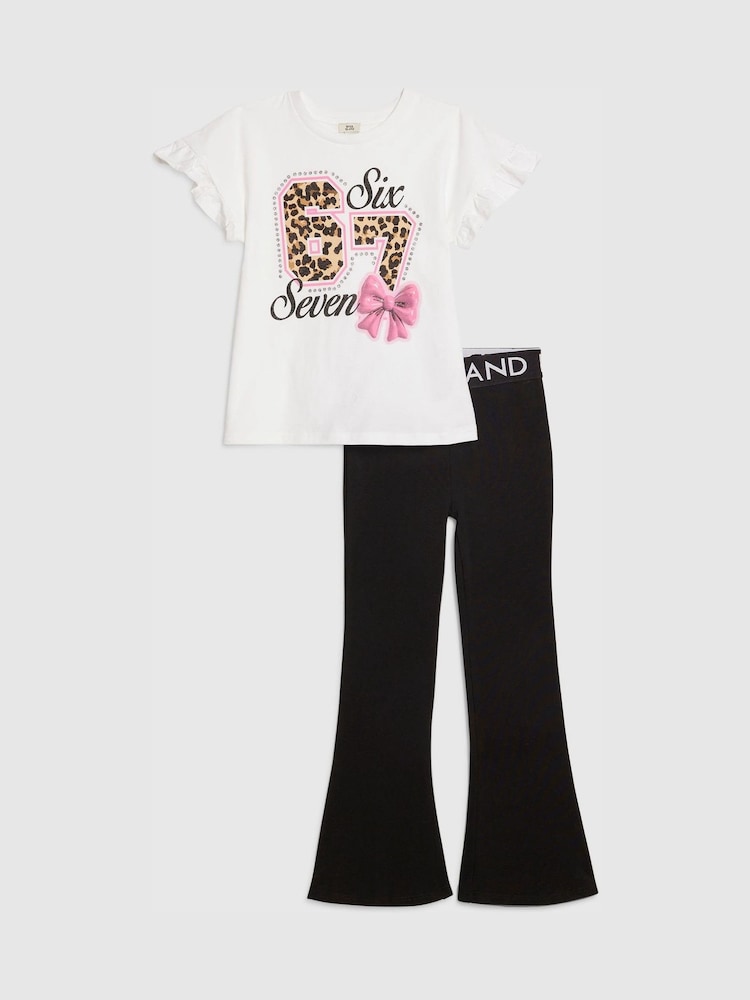 River Island Frill T-Shirt And Kickflare Set - Imagen 1 de 5