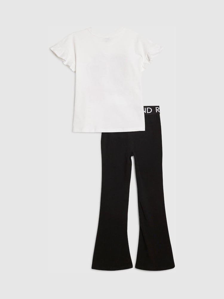 River Island Frill T-Shirt And Kickflare Set - Imagen 2 de 5