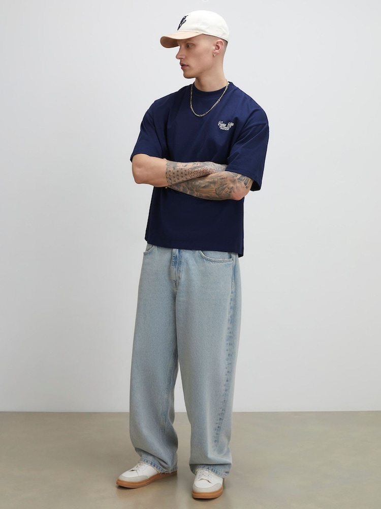 River Island Blue Oversized Casa Resort T-Shirt - Image 2 of 4