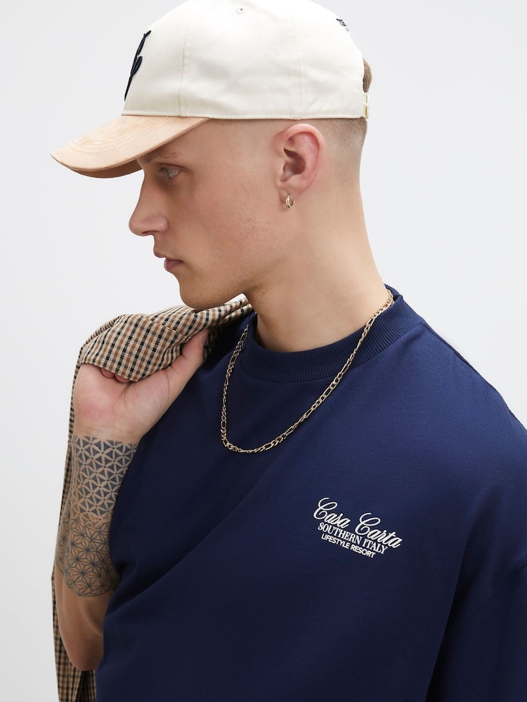 River Island Blue Oversized Casa Resort T-Shirt - Image 4 of 4