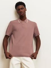River Island Pink Slim Fit Tipped Polo Shirt - Image 1 of 4
