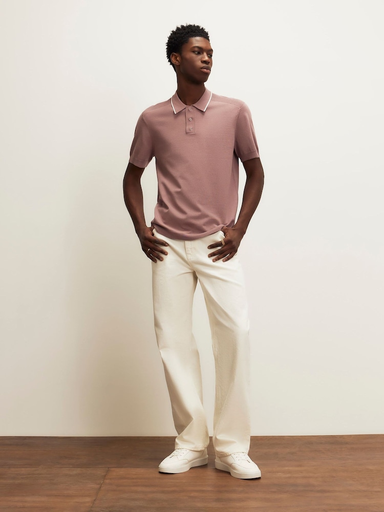 River Island Pink Slim Fit Tipped Polo Shirt - Image 2 of 4