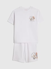 River Island White Del Maar T-Shirt & Shorts Set - Image 1 of 5