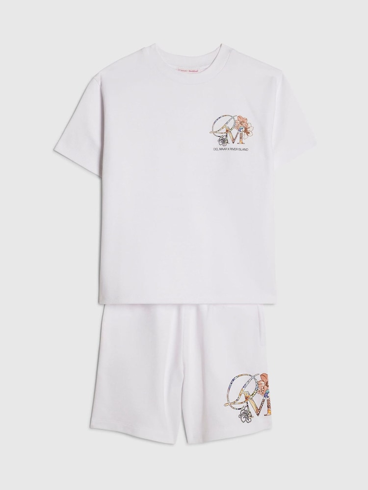 River Island White Del Maar T-Shirt & Shorts Set - Image 1 of 5 River Island White Del Maar T-Shirt & Shorts Set - Image 1 of 5