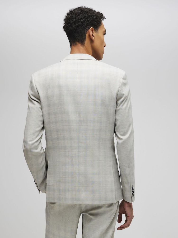 River Island Brown Skinny Fit Check Suit Jacket - Image 2 of 4